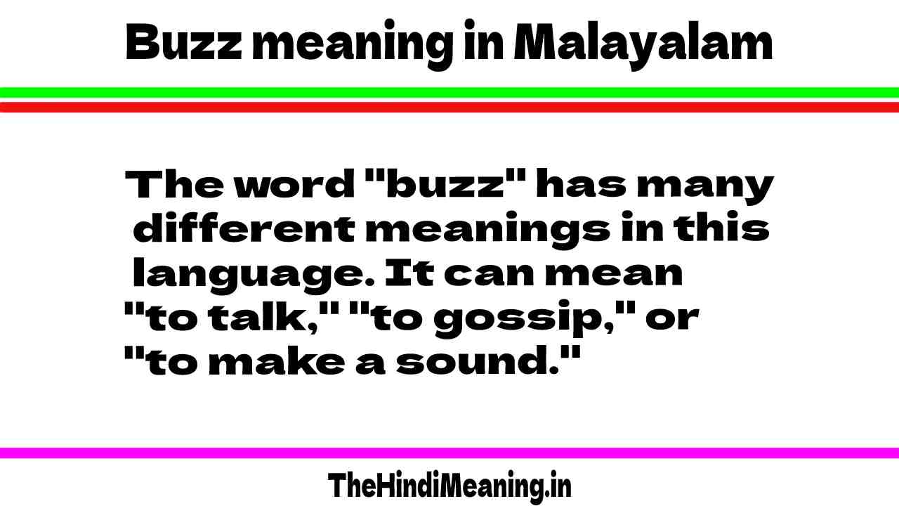 Meaning of Buzz in malayalam language